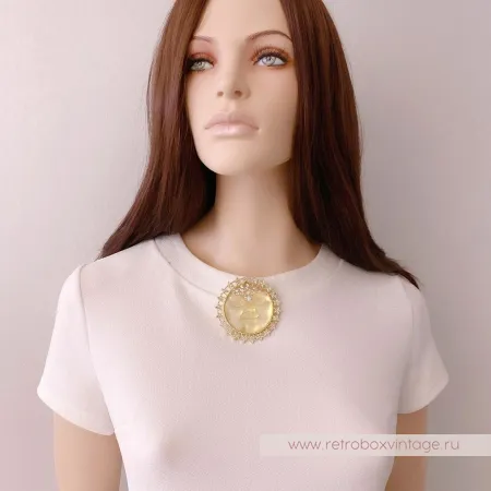 KIRKS FOLLY Брошь и серьги «Золотистая императрица-луна»