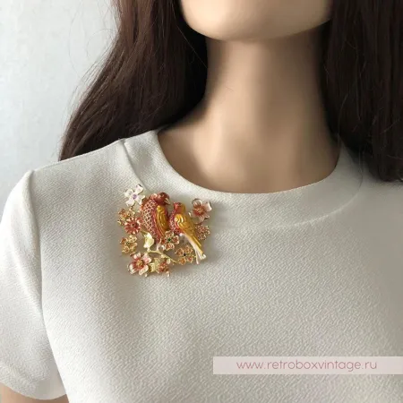 KIRKS FOLLY Брошь-кулон «Неразлучники: золото»