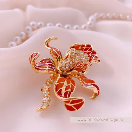 NOLAN MILLER Брошь «Красная орхидея»