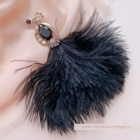 CAROLEE Брошь «Птица феникс» перо страуса