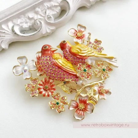 KIRKS FOLLY Брошь-кулон «Неразлучники: золото»