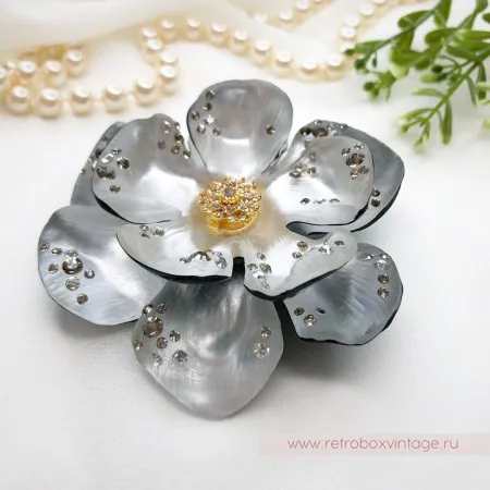 ALEXIS BITTAR Брошь «Серебристый лунный цветок»