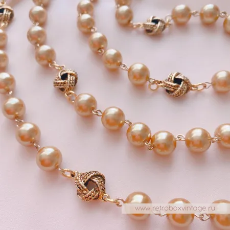 JOAN RIVERS Ожерелье-сотуар "Жемчужные узелки в стиле Шанель: карамельное золото"