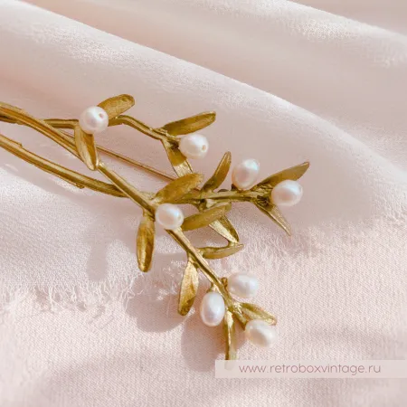 MICHAEL MICHAUD Брошь "Ароматные травы: с натуральным жемчугом"