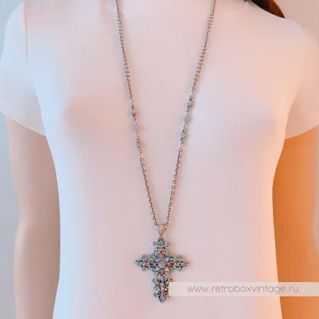 SWEET ROMANCE Кулон на цепочке «Голубой крест»