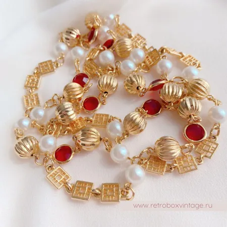 Ожерелье «Рубиния: нить безелей с жемчугом» NO NAME 