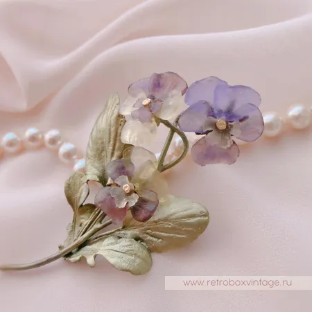 MICHAEL MICHAUD Брошь «Анютины глазки: три цветка» коллекция Pansies (уценка)