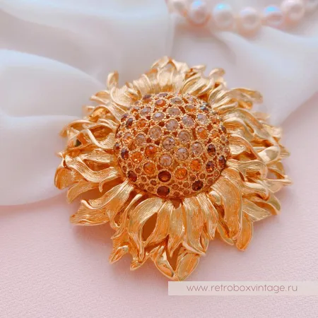 MONET Брошь «Золотой подсолнух»