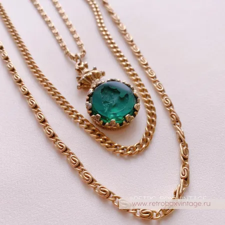 GOLDETTE Ожерелье «Афродита: изумрудная инталия»
