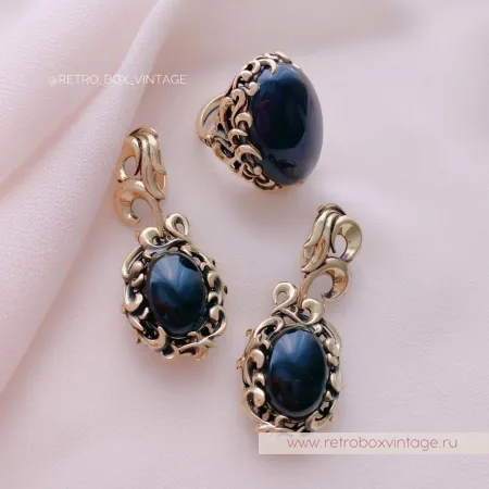 FIORE DI FIRENZE Серьги «Черный феникс» с соколиным глазом