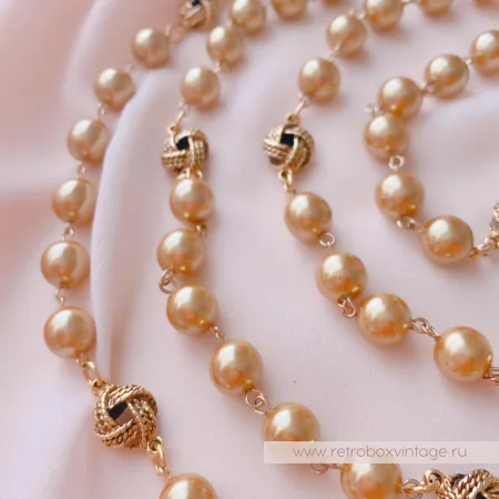 JOAN RIVERS Ожерелье-сотуар "Жемчужные узелки в стиле Шанель: карамельное золото"
