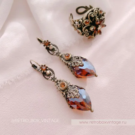 SWEET ROMANCE Серьги «Эсмеральда: коньячные»