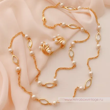 TRIFARI Комплект «Жемчужный: ожерелье и клипсы»