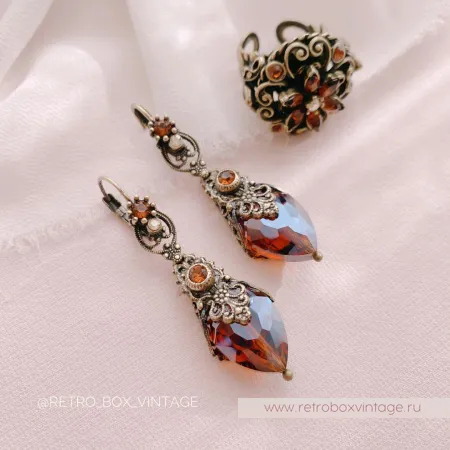 SWEET ROMANCE Серьги «Эсмеральда: коньячные»