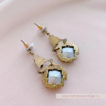 SWEET ROMANCE Серьги «Клеопатра: изумрудные в бронзе»