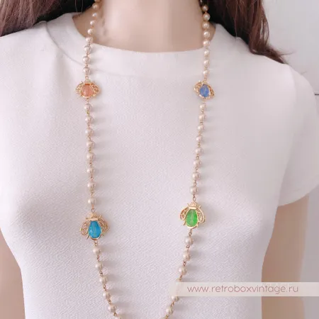 JOAN RIVERS Ожерелье «Жемчуг и цветные пчелки»