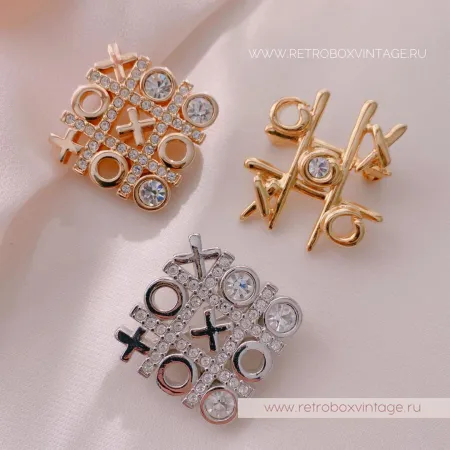 SWAROVSKI Брошь «Крестики-нолики: серебро»