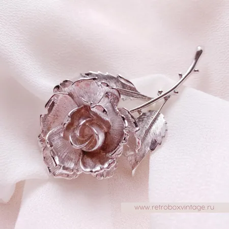 MONET Брошь «Серебристая роза»