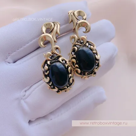 FIORE DI FIRENZE Серьги «Черный феникс» с соколиным глазом