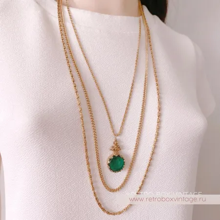 GOLDETTE Ожерелье «Афродита: изумрудная инталия»