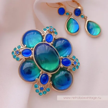 JOAN RIVERS Комплект «Магия цвета: брошь и серьги-капельки»