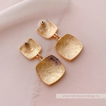 ANNE KLEIN Серьги «Золотые львы квадрат»