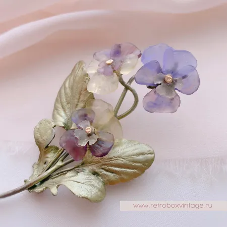 MICHAEL MICHAUD Брошь «Анютины глазки: три цветка» коллекция Pansies (уценка)