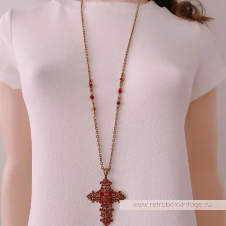 SWEET ROMANCE Кулон на цепочке «Гранатовый крест»