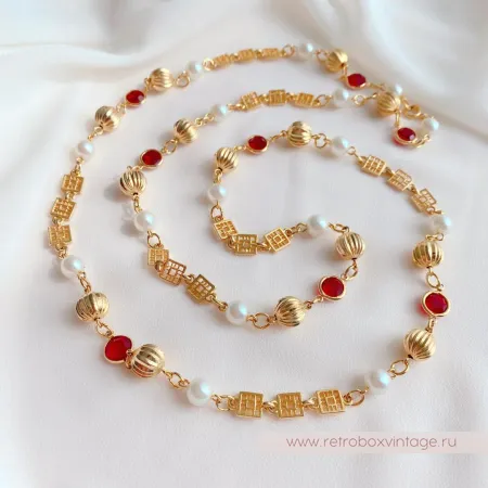 Ожерелье «Рубиния: нить безелей с жемчугом» NO NAME 