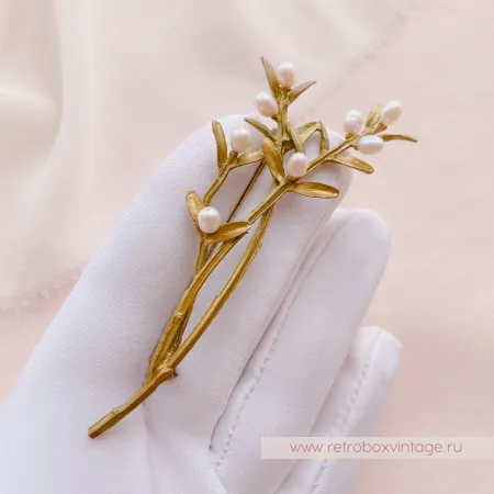 MICHAEL MICHAUD Брошь "Ароматные травы: с натуральным жемчугом"