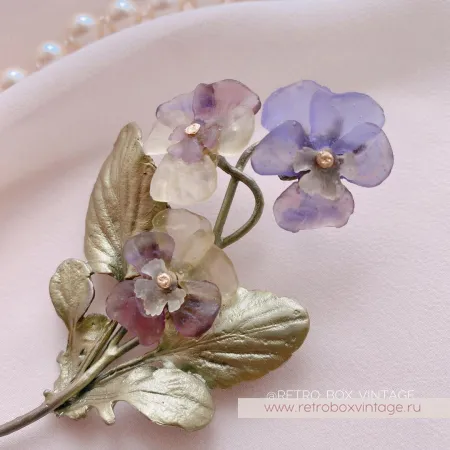 MICHAEL MICHAUD Брошь «Анютины глазки: три цветка» коллекция Pansies (уценка)