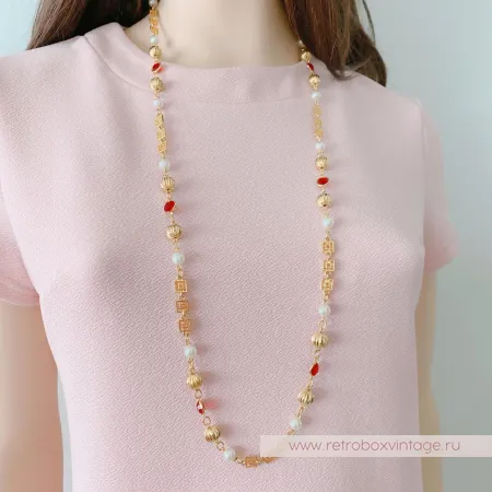 Ожерелье «Рубиния: нить безелей с жемчугом» NO NAME 