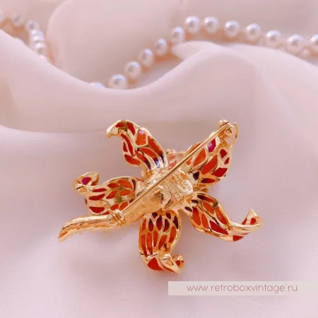 NOLAN MILLER Брошь «Красная орхидея»