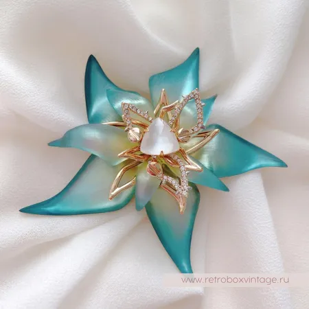 ALEXIS BITTAR Брошь «Голубой эдельвейс»