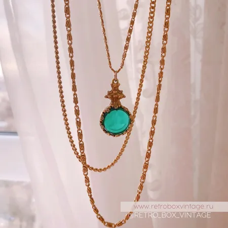 GOLDETTE Ожерелье «Афродита: изумрудная инталия»