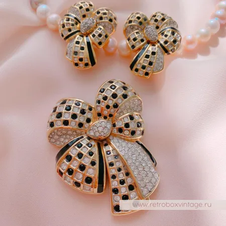 SWAROVSKI Брошь «Кристальный шахматный бант»