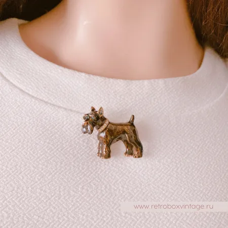 ERWIN PEARL Брошь «Собака шотландский терьер»