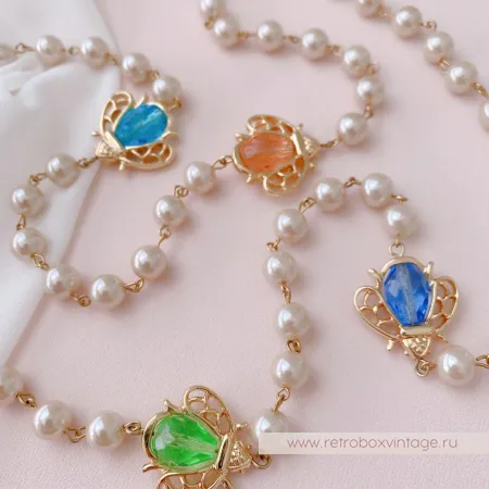 JOAN RIVERS Ожерелье «Жемчуг и цветные пчелки»