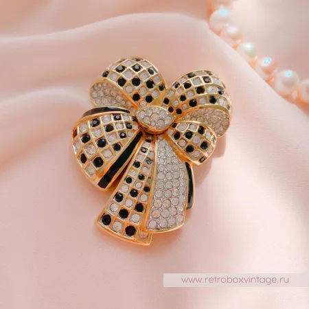 SWAROVSKI Брошь «Кристальный шахматный бант»