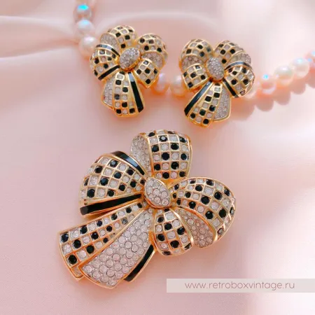 SWAROVSKI Брошь «Кристальный шахматный бант»