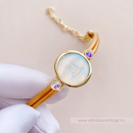 KIRKS FOLLY Браслет «Лунный свет: светлая в золоте на кожаном ремешке»