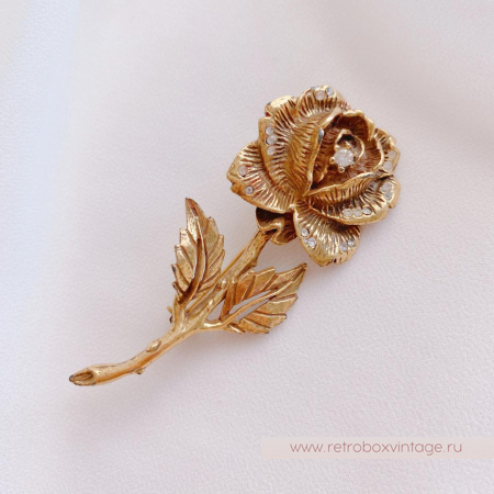 GIOVANNI Брошь «Золотая роза с кристаллами»
