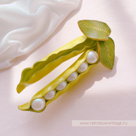 CILEA PARIS Брошь «Два стручка гороха» с жемчужинами