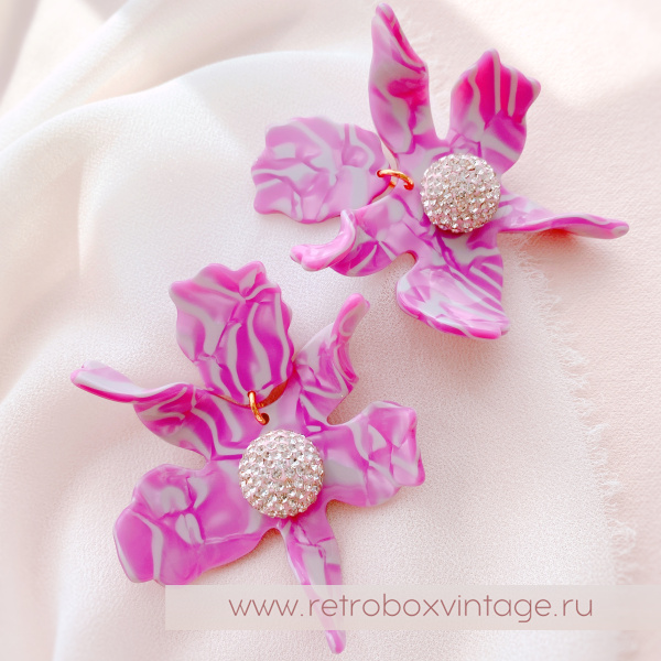 LELE SADOUGHI Серьги «Эффектные орхидеи: фуксия на перламутре» (юбилейный выпуск)