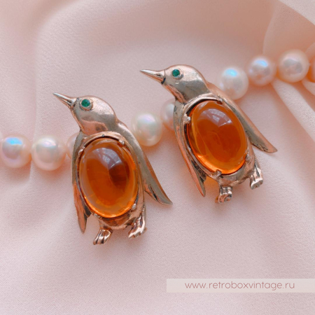 CORO Парные броши «Пингвины»