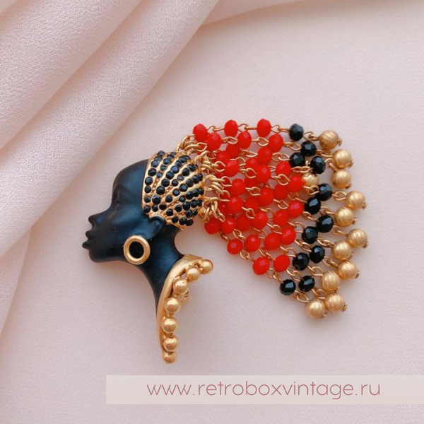 ASKEW LONDON Брошь «Амазонка с косичками» Коллекция Blackamoor / Блэкамуры