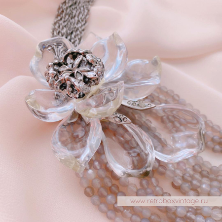 ALEXIS BITTAR Ожерелье с серым агатом «Цветок таинственного сада Jardin Mistere»