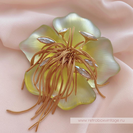 ALEXIS BITTAR Брошь «Орхидея Офелия: лимонно-желтая» с цепочками