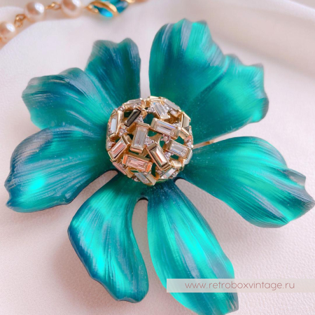 ALEXIS BITTAR Брошь «Изумрудный космический цветок»