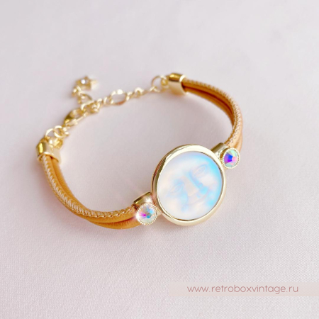 KIRKS FOLLY Браслет «Лунный свет: светлая в золоте на кожаном ремешке»